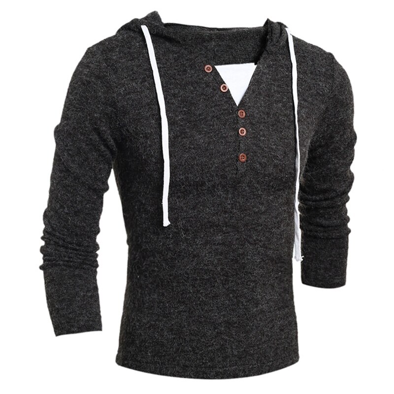 새로운 남성 긴 소매 스웨터 패션 디자인 솔리드 후드 니트 스웨터 코트 남성 의류 슬림핏 풀오버, 2020